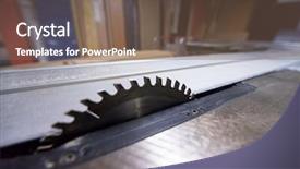  Presentation with woodworking - Amazing slide deck having woodworking circular saw working equipment backdrop and a violet colored foreground