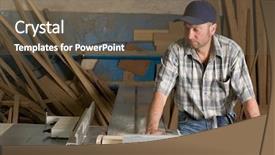  Presentation with woodworking - Presentation theme featuring woodworking machines in carpentry shop background and a tawny brown colored foreground