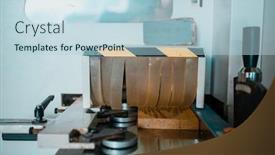  Presentation with woodworking - Presentation theme enhanced with woodworking-planer-machine-closeup-nobody background and a light blue colored foreground