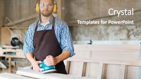  Presentation with woodworking - Slide deck featuring woodworking background and a coral colored foreground