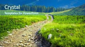  Presentation with blue mountain - Beautiful slide set featuring woody - carpatian summer landscape mountain path backdrop and a ocean colored foreground