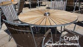  Presentation with circle - Presentation theme consisting of woody - wooden chairs and circle table background and a tawny brown colored foreground