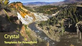  Presentation with portfolio - Slides featuring woody canyon of the river in well-known yellowstone national park more magnificent pictures from the american and canadian national parks you can look hundreds in my portfolio welcome background and a tawny brown colored foreground