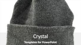  Presentation with coffee beans on a white - PPT theme with wool beanie hat isolated on white background background and a dark gray colored foreground