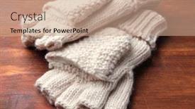  Presentation with wool - Presentation theme having wool-fingerless-gloves-on-wooden background and a coral colored foreground