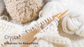  Presentation with needles - Presentation design with wool for knitting with knitting needles in bright colors background and a lemonade colored foreground