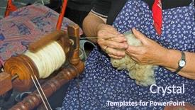  Presentation with spinning wheel - Slides with wool with a spinning wheel background and a ocean colored foreground