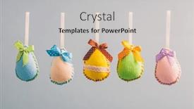  Presentation with decoration - Slides enhanced with woolen-easter-eggs-hanging-decoration background and a light gray colored foreground