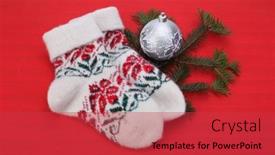  Presentation with knitting - PPT theme with woolen-fluffy-warm-knitting-socks background and a red colored foreground