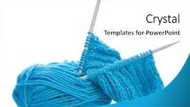  Presentation with knitted knitting needle - Colorful PPT theme enhanced with woollen thread and knitting needle backdrop and a white colored foreground