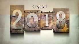  Presentation with 2018 - Amazing slide deck having word 2018 random letterpress type backdrop and a coral colored foreground