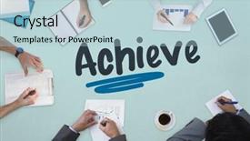 Presentation with achieve - Colorful presentation theme enhanced with word achieve against business meeting backdrop and a light blue colored foreground