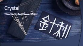  Presentation with acupuncture - Beautiful theme featuring word acupuncture in chinese backdrop and a navy blue colored foreground