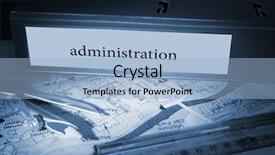  Presentation with administration - Slide deck with word administration on blue business background and a light blue colored foreground