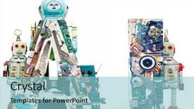  Presentation with robot - Theme featuring word ai with robot toys background and a  colored foreground