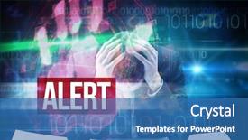  Presentation with hand print - Audience pleasing PPT theme consisting of word alert and businessman with head in hands against red technology hand print design backdrop and a teal colored foreground
