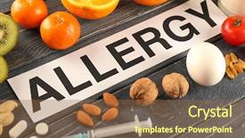  Presentation with allergy food - Presentation theme with word allergy food and syringe background and a tawny brown colored foreground