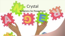  Presentation with hands and word volunteer - Cool new presentation with word anger with jigsaw puzzle backdrop and a soft green colored foreground