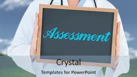  Presentation with assessment - Cool new PPT layouts with word assessment and doctor showing backdrop and a light blue colored foreground
