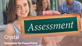  Presentation with assessment - Slide set consisting of word assessment and hand showing background and a coral colored foreground