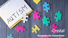  Presentation with autism - Slides having word autism written in notebook background and a ocean colored foreground