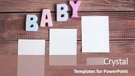  Presentation with baby announcement - Slide set enhanced with word baby and white frame background and a coral colored foreground