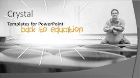  Presentation with lecture hall - PPT theme featuring word back to education against lecturer sitting in lecture hall background and a light gray colored foreground