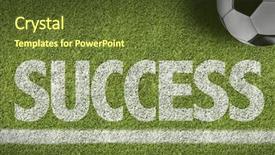  Presentation with green soccer field sport - Presentation featuring word ball marketing - soccer field with the text background and a  colored foreground