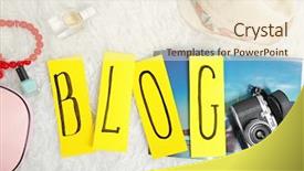  Presentation with blog - Beautiful presentation featuring word blog from cutout paper pieces with female accessories on fur background backdrop and a lemonade colored foreground