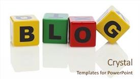  Presentation with blog - Amazing PPT layouts having word blog spelled with alphabet building blocks isolated on white backdrop and a sky blue colored foreground