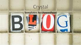  Presentation with blog - PPT theme consisting of word-blog-with-magazine-cut background and a mint green colored foreground