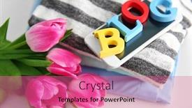  Presentation with blog - PPT layouts enhanced with letter board - word blog with stack background and a coral colored foreground