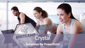  Presentation with hexagon - Presentation theme consisting of word bootcamp and fit people background and a gray colored foreground