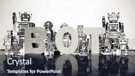  Presentation with robot - Colorful presentation design enhanced with word bot with vitage robot backdrop and a wine colored foreground