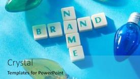  Presentation with brand - Audience pleasing PPT theme consisting of word-brand-name-and-light backdrop and a cyan colored foreground
