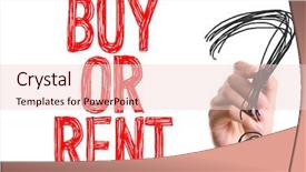  Presentation with compensation management hand marker - Presentation theme consisting of word buy or rent background and a lemonade colored foreground