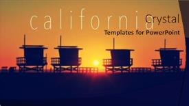  Presentation with united states - Presentation theme enhanced with word california and some lifeguard towers in venice beach california united states at sunset background and a gold colored foreground