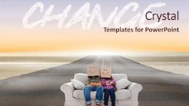  Presentation with leading change - Beautiful slide set featuring word change and silly employees with arms folded wearing boxes on their heads against road leading out to the horizon backdrop and a lemonade colored foreground