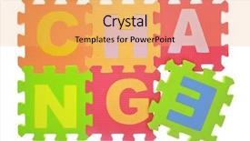  Presentation with falling jigsaw pieces - Presentation theme with word change jigsaw puzzle pieces background and a yellow colored foreground