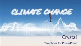  Presentation with climate change - Slides having word climate change and businessman background and a sky blue colored foreground