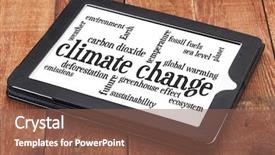  Presentation with climate change - Presentation theme featuring word cloud on a digital background and a  colored foreground