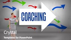  Presentation with coaching - Presentation theme consisting of word coaching and woman background and a gray colored foreground