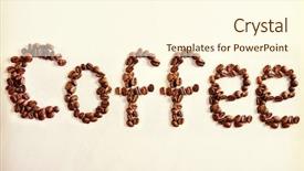  Presentation with sack of coffee beans - Theme with word coffee from coffee beans background and a cream colored foreground