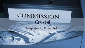  Presentation with blue business - Slide set with word commission on blue business background and a light blue colored foreground