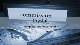  Presentation with binder - Audience pleasing slide deck consisting of word commission on blue business binder on a desk backdrop and a light blue colored foreground