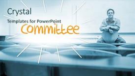  Presentation with lecture hall - Slide set consisting of word committee against lecturer sitting background and a sky blue colored foreground