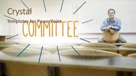  Presentation with lecture hall - Presentation design consisting of word committee against lecturer sitting background and a  colored foreground