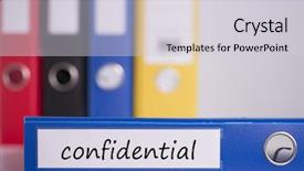  Presentation with blue business - PPT theme enhanced with word confidential on blue business background and a light gray colored foreground