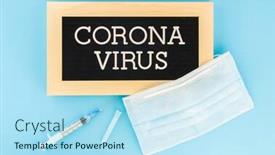  Presentation with medical concept - Beautiful PPT theme featuring word-coronavirus-letters-on-blue backdrop and a arctic colored foreground