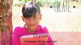  Presentation with create - Slide deck having word create against cute little girl reading in park background and a coral colored foreground